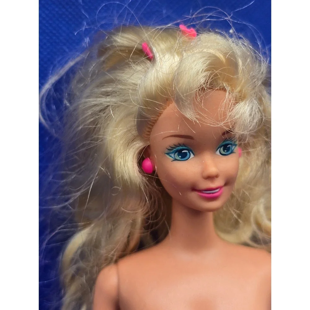 Vintage Mattel Barbie Doll Ruffle Fun #2433 Doll Only No Clothing 90s Earrings